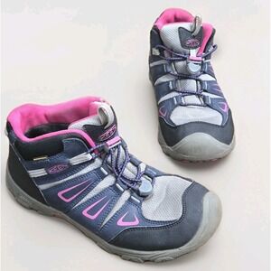 Keen Waterproof Hiking Boots Youth Size 5 Blue Gray Pink Outdoor Nature